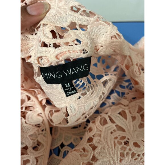 MING WANG Jacket Floral Lace Hook Eye Latch Light Pink size Medium - Picture 11 of 14